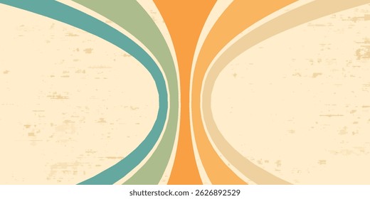 Fundo abstrato do arco-íris groovy Wavy Lines design em 1970 estilo Hippie Retro. Padrão de vetor pronto para usar para tecido, tecido, envoltório e outros.