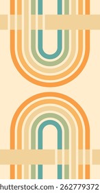 Abstract background of rainbow groovy Wavy Lines design in 1970s Hippie Retro style. Vector pattern ready to use for cloth, textile, wrap and other.