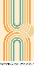 Fundo abstrato do arco-íris groovy Wavy Lines design em 1970 estilo Hippie Retro. Padrão de vetor pronto para usar para tecido, tecido, envoltório e outros.