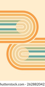 Fundo abstrato do arco-íris groovy Wavy Lines design em 1970 estilo Hippie Retro. Padrão de vetor pronto para usar para tecido, tecido, envoltório e outros.