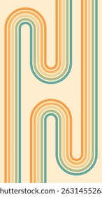 Fundo abstrato do arco-íris groovy Wavy Lines design em 1970 estilo Hippie Retro. Padrão de vetor pronto para usar para tecido, tecido, envoltório e outros.