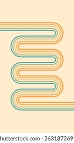 Fundo abstrato do arco-íris groovy Wavy Lines design em 1970 estilo Hippie Retro. Padrão de vetor pronto para usar para tecido, tecido, envoltório e outros.