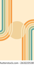 Fundo abstrato do arco-íris groovy Wavy Lines design em 1970 estilo Hippie Retro. Padrão de vetor pronto para usar para tecido, tecido, envoltório e outros.