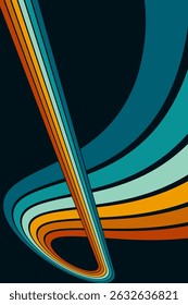 Fundo abstrato do arco-íris groovy Wavy Line design em 1970 estilo Hippie Retro. Padrão de vetor pronto para usar para tecido, tecido, envoltório e outros.