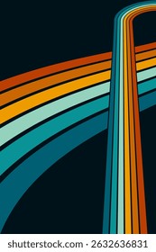 Fundo abstrato do arco-íris groovy Wavy Line design em 1970 estilo Hippie Retro. Padrão de vetor pronto para usar para tecido, tecido, envoltório e outros.