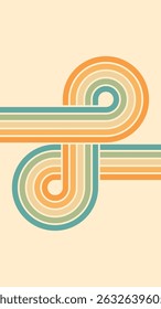 Abstract background of rainbow groovy Wavy Lines design in 1970s Hippie Retro style. Vector pattern ready to use for cloth, textile, wrap and other.