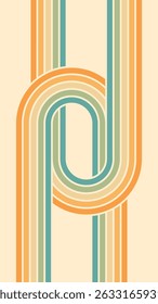 Fundo abstrato do arco-íris groovy Wavy Lines design em 1970 estilo Hippie Retro. Padrão de vetor pronto para usar para tecido, tecido, envoltório e outros.