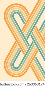 Fundo abstrato do arco-íris groovy Wavy Lines design em 1970 estilo Hippie Retro. Padrão de vetor pronto para usar para tecido, tecido, envoltório e outros.