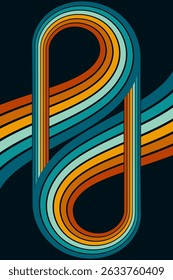 Fundo abstrato do arco-íris groovy Wavy Line design em 1970 estilo Hippie Retro. Padrão de vetor pronto para usar para tecido, tecido, envoltório e outros.