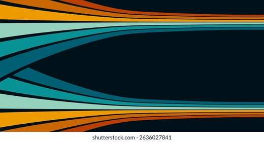 Abstract background of rainbow groovy Wavy Line design in 1970s Hippie Retro style. Vector pattern ready to use for cloth, textile, wrap and other.