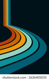 Abstract background of rainbow groovy Wavy Line design in 1970s Hippie Retro style. Vector pattern ready to use for cloth, textile, wrap and other.