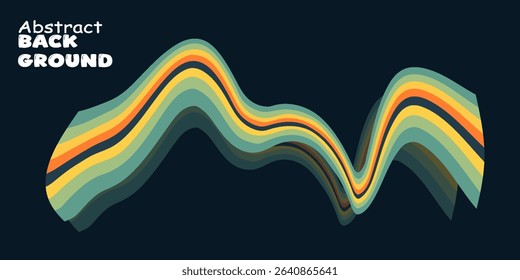 Abstract background of rainbow groovy Wavy Line design in 1970s Hippie Retro style. eps 10