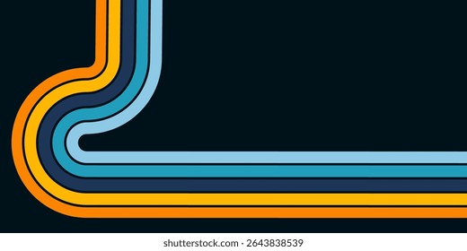 Abstract background of rainbow groovy Wavy Line design in 1970s Hippie Retro style. Vector pattern ready to use for cloth, textile, wrap and other.