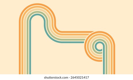 Fundo abstrato do arco-íris groovy Wavy Lines design em 1970 estilo Hippie Retro. Padrão de vetor pronto para usar para tecido, tecido, envoltório e outros.