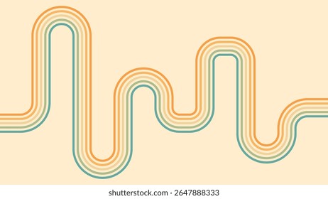 Abstracte achtergrond van regenbooggroovy Wavy Lines ontwerp in de jaren 1970 Hippie Retro stijl. Vector patroon klaar voor gebruik voor doek, textiel, wrap en andere.