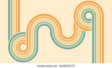 Abstracte achtergrond van regenbooggroovy Wavy Lines ontwerp in de jaren 1970 Hippie Retro stijl. Vector patroon klaar voor gebruik voor doek, textiel, wrap en andere.