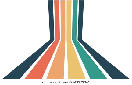 Abstract background of rainbow groovy Wavy Line design in Hippie Retro style. Vector pattern ready to use for cloth, textile, wrap and other. 