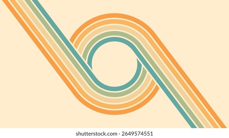 Abstracte achtergrond van regenbooggroovy Wavy Lines ontwerp in de jaren 1970 Hippie Retro stijl. Vector patroon klaar voor gebruik voor doek, textiel, wrap en andere.