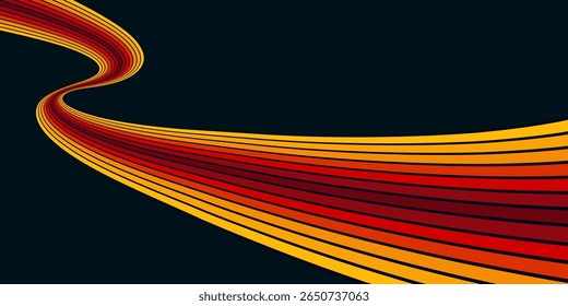 Fundo abstrato do arco-íris groovy Wavy Line design em 1970 estilo Hippie Retro. Padrão de vetor pronto para usar para tecido, tecido, envoltório e outros.