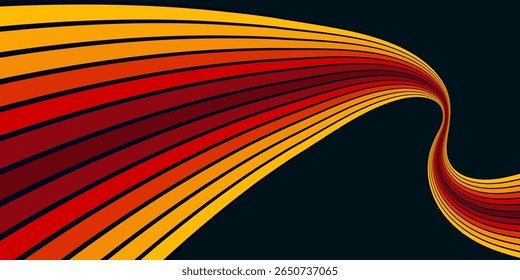 Fundo abstrato do arco-íris groovy Wavy Line design em 1970 estilo Hippie Retro. Padrão de vetor pronto para usar para tecido, tecido, envoltório e outros.
