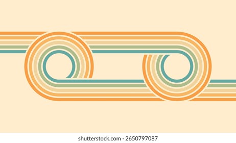 Abstracte achtergrond van regenbooggroovy Wavy Lines ontwerp in de jaren 1970 Hippie Retro stijl. Vector patroon klaar voor gebruik voor doek, textiel, wrap en andere.
