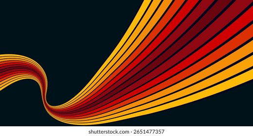 Fundo abstrato do arco-íris groovy Wavy Line design em 1970 estilo Hippie Retro. Padrão de vetor pronto para usar para tecido, tecido, envoltório e outros.