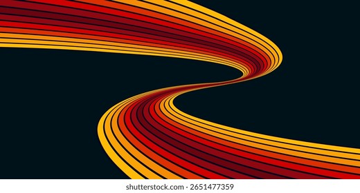 Fundo abstrato do arco-íris groovy Wavy Line design em 1970 estilo Hippie Retro. Padrão de vetor pronto para usar para tecido, tecido, envoltório e outros.