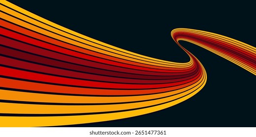 Fundo abstrato do arco-íris groovy Wavy Line design em 1970 estilo Hippie Retro. Padrão de vetor pronto para usar para tecido, tecido, envoltório e outros.