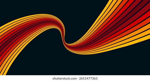 Fundo abstrato do arco-íris groovy Wavy Line design em 1970 estilo Hippie Retro. Padrão de vetor pronto para usar para tecido, tecido, envoltório e outros.