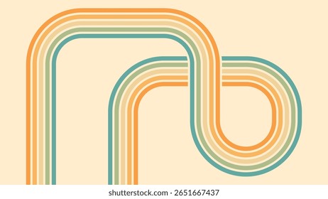 Fundo abstrato do arco-íris groovy Wavy Lines design em 1970 estilo Hippie Retro. Padrão de vetor pronto para usar para tecido, tecido, envoltório e outros.