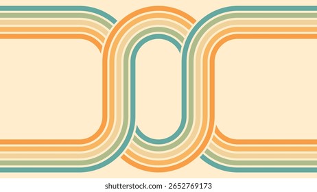 Fundo abstrato do arco-íris groovy Wavy Lines design em 1970 estilo Hippie Retro. Padrão de vetor pronto para usar para tecido, tecido, envoltório e outros.