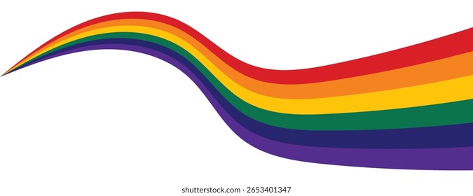 Abstract background of rainbow groovy Wavy Line design in retro 1970s hippie style. Abstract rainbow wave line background design in retro style.