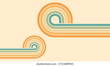 Abstrakter Hintergrund des Regenbogen groovy Wavy Lines Design in 1970er Hippie Retro Stil. Vektormuster, gebrauchsfertig für Gewebe, Textilien, Wrap und andere.