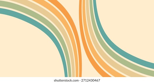 Abstrakter Hintergrund von Regenbogen groovy Wavy Line Design in 1970er Hippie Retro Stil. Vektormuster, gebrauchsfertig für Gewebe, Textilien, Wrap und andere.