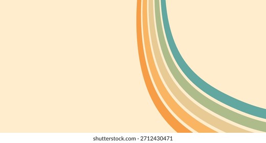Abstrakter Hintergrund von Regenbogen groovy Wavy Line Design in 1970er Hippie Retro Stil. Vektormuster, gebrauchsfertig für Gewebe, Textilien, Wrap und andere.