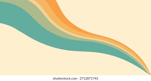 Abstrakter Hintergrund von Regenbogen groovy Wavy Lines Design in den 1970er Jahren Retro Hippie-Stil. Vektor