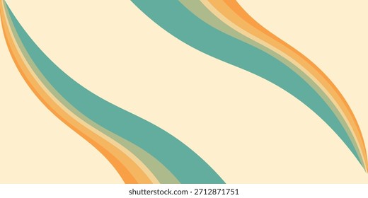 Abstrakter Hintergrund von Regenbogen groovy Wavy Lines Design in den 1970er Jahren Retro Hippie-Stil. Vektor