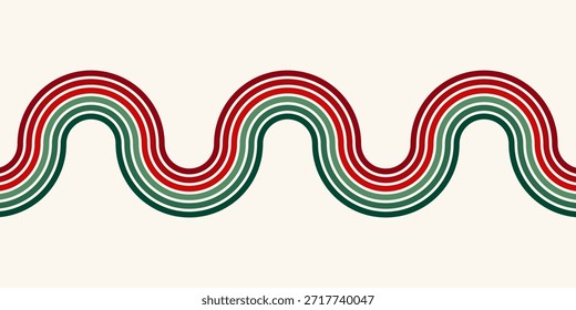 Fundo abstrato do arco-íris groovy Wavy Line design em 1970 estilo Hippie Retro. Padrão de vetor pronto para usar para tecido, tecido, envoltório e outros.