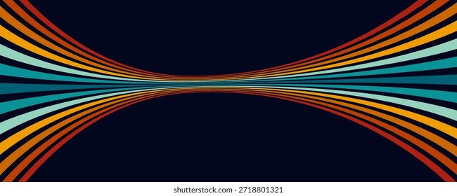 Fundo abstrato do arco-íris groovy Wavy Line design em 1970 estilo Hippie Retro. Padrão de vetor pronto para usar para tecido, tecido, envoltório e outro. vetor