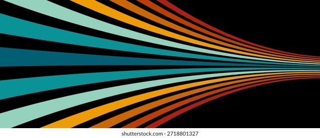Fundo abstrato do arco-íris groovy Wavy Line design em 1970 estilo Hippie Retro. Padrão de vetor pronto para usar para tecido, tecido, envoltório e outro. vetor