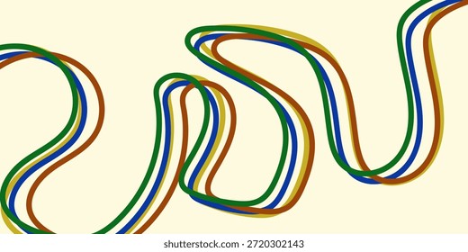 Fondo Abstractas de diseño de línea ondulada groovy arco iris en estilo Hippie Retro de la década de 1970. Patrón de Vector listo para usar para tela, textil, abrigo y otros.

