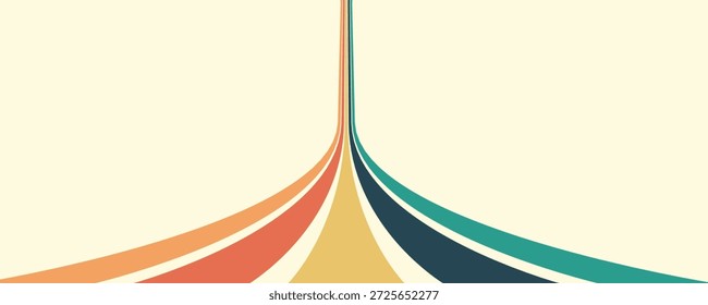 Fundo abstrato do arco-íris groovy Wavy Line design em 1970 estilo Hippie Retro. Padrão de vetor pronto para usar para tecido, tecido, envoltório e outros.