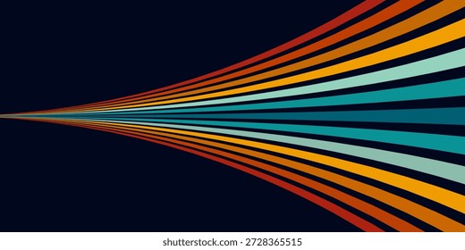 Fundo abstrato do arco-íris groovy Wavy Line design em 1970 estilo Hippie Retro. Padrão de vetor pronto para usar para tecido, tecido, envoltório e outros.