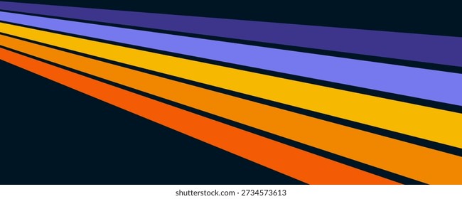 Fundo abstrato do design da linha ondulada do arco-íris em estilo Hippie Retro da década de 1970. Padrão de vetor pronto para usar para tecido, tecido, envoltório e outros.

