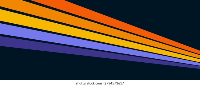 Fondo Abstractas de diseño de línea ondulada groovy arco iris en estilo Hippie Retro de la década de 1970. Vector Eps10.