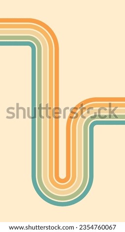 Abstract background of rainbow groovy Wavy Lines design in 1970s Hippie Retro style. Vector pattern ready to use for cloth, textile, wrap and other.