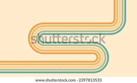 Abstract background of rainbow groovy Wavy Lines design in 1970s Hippie Retro style. Vector pattern ready to use for cloth, textile, wrap and other.