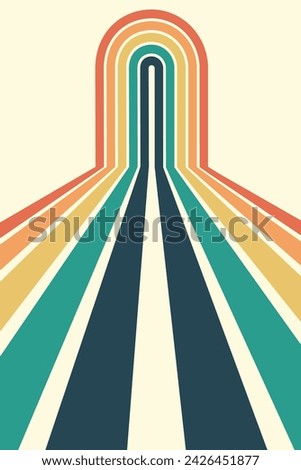 Abstract background of rainbow groovy Wavy Line design in 1970s Hippie Retro style. Vector pattern ready to use for cloth, textile, wrap and other.