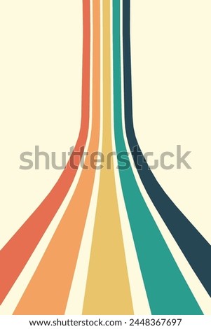Abstract background of rainbow groovy Wavy Line design in 1970s Hippie Retro style. Vector pattern ready to use for cloth, textile, wrap and other.