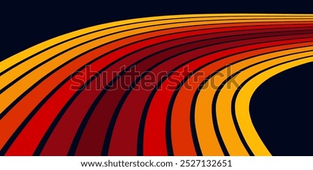 Abstract background of rainbow groovy Wavy Line design in 1970s Hippie Retro style. Vector pattern ready to use for cloth, textile, wrap and other.